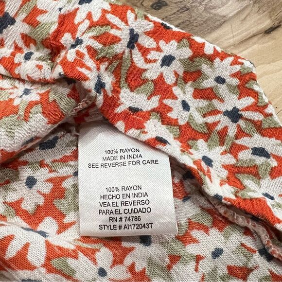 Patrons of Peace Orange Floral Off the Shoulder Ruffle Dress Women’s Medium - Picture 5 of 6